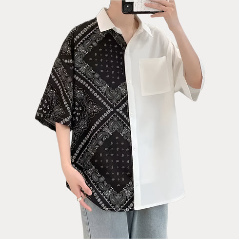Patchwork Shirt Bandana Floral Graphic Oversized Shirt